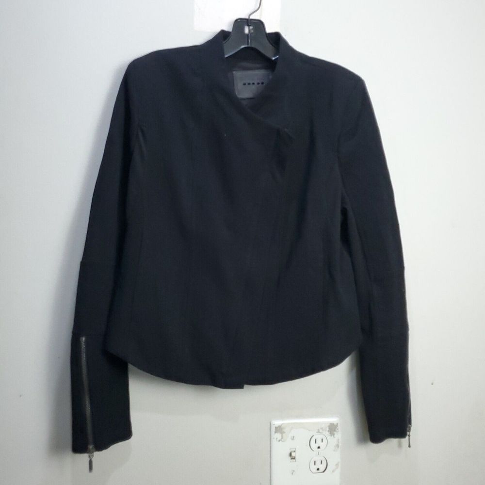 BLANK NYC Fleece Full‎ Zip Jacket Size Medium Black Cotton Solid Long Sleeve M